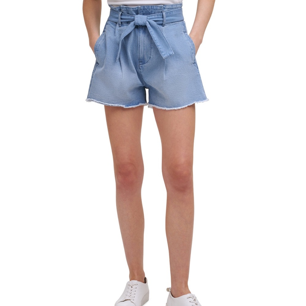 Calvin Klein High Rise Paperbag-Waist Jean Shorts